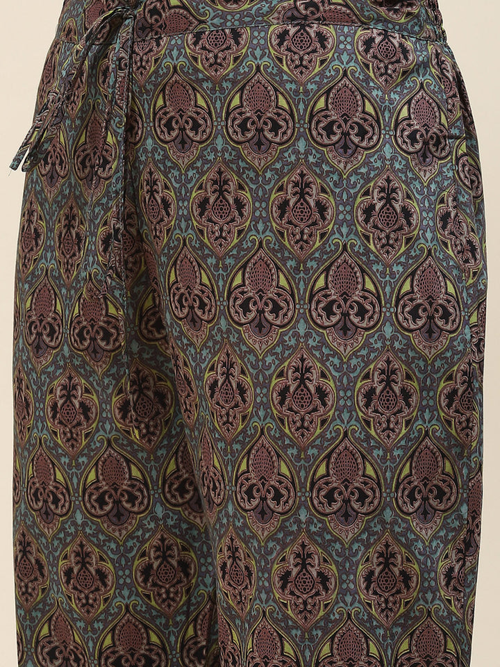 Floral Printed Cotton Kurta With Pants