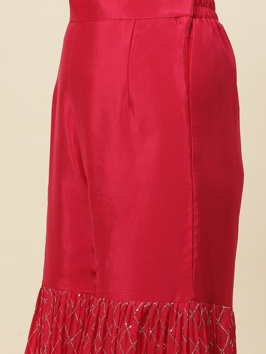 Sequin Embroidered Crepe Kurti With Garara &amp; Dupattta
