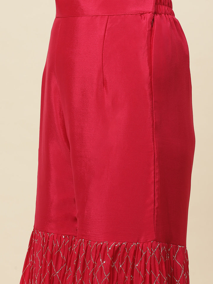 Sequin Embroidered Crepe Kurti With Garara &amp; Dupattta