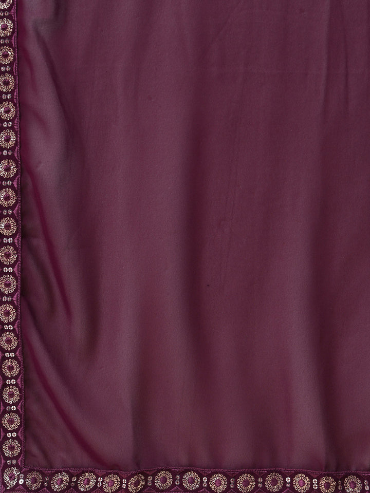 Sequin Embroidered Georgette Kurta With Palazzo &amp; Dupatta