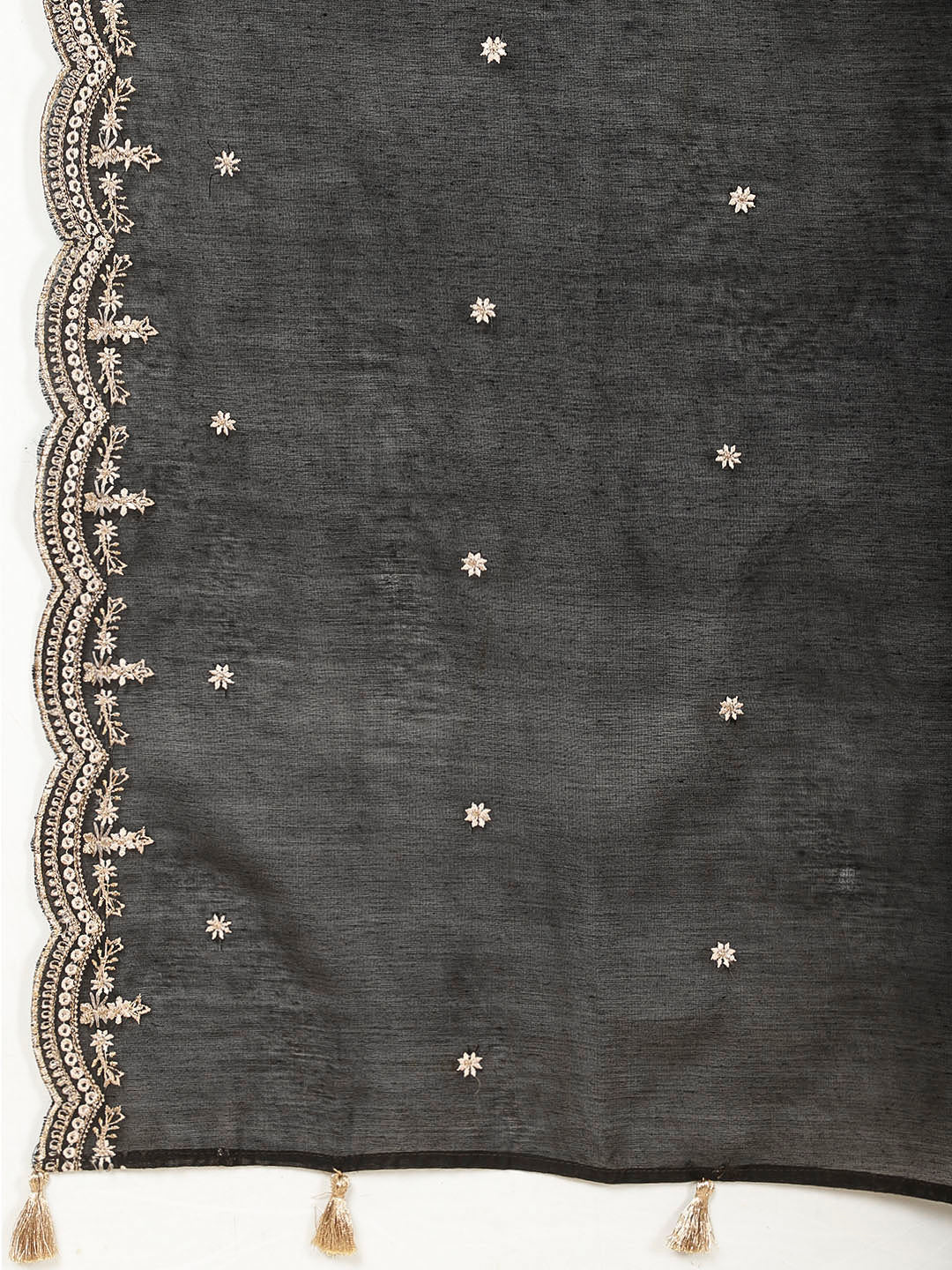 Embroidered Chanderi Kurta With Pants &amp; Dupatta