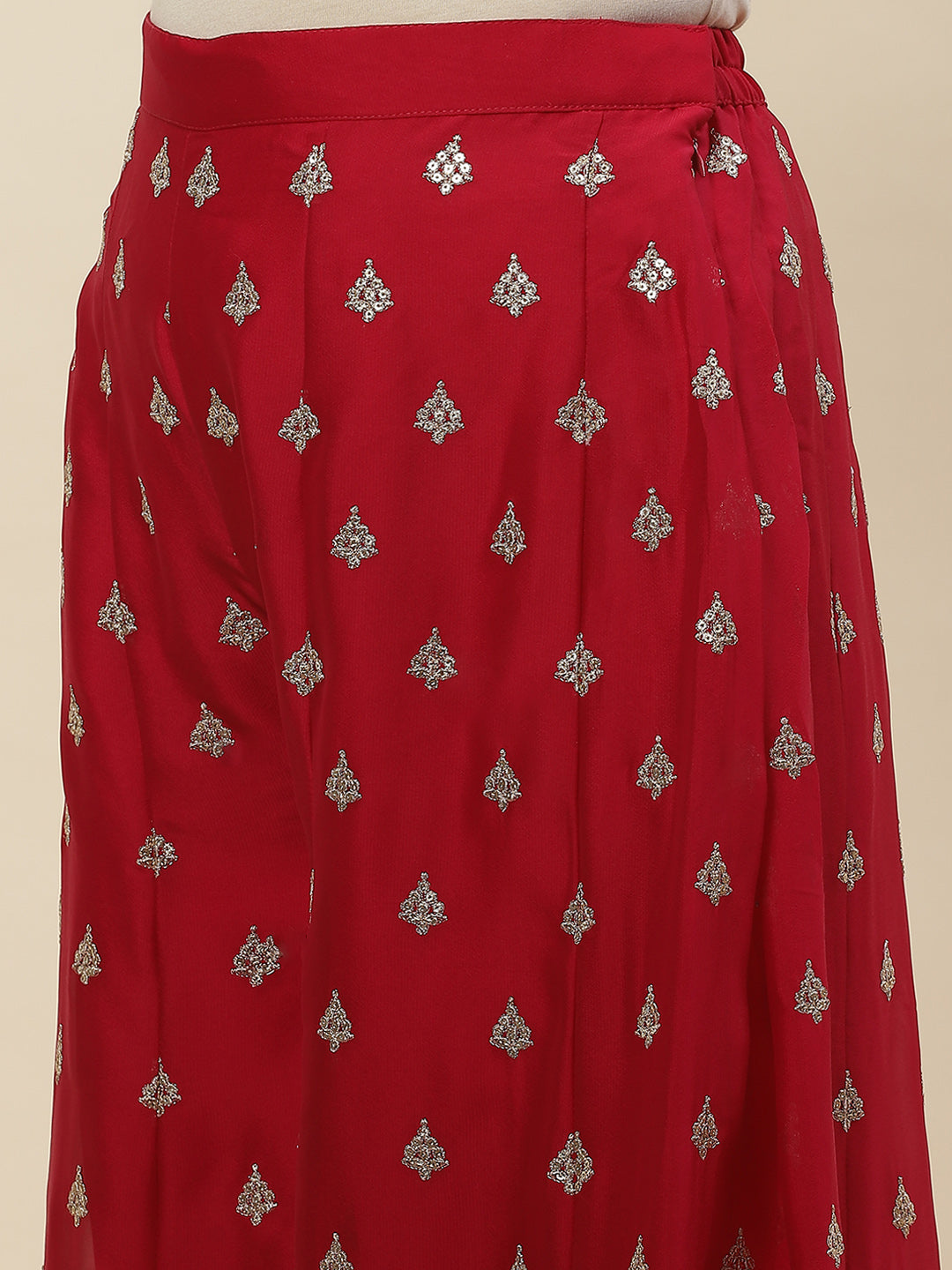 Floral Woven Handloom Kurti With Pants &amp; Dupatta