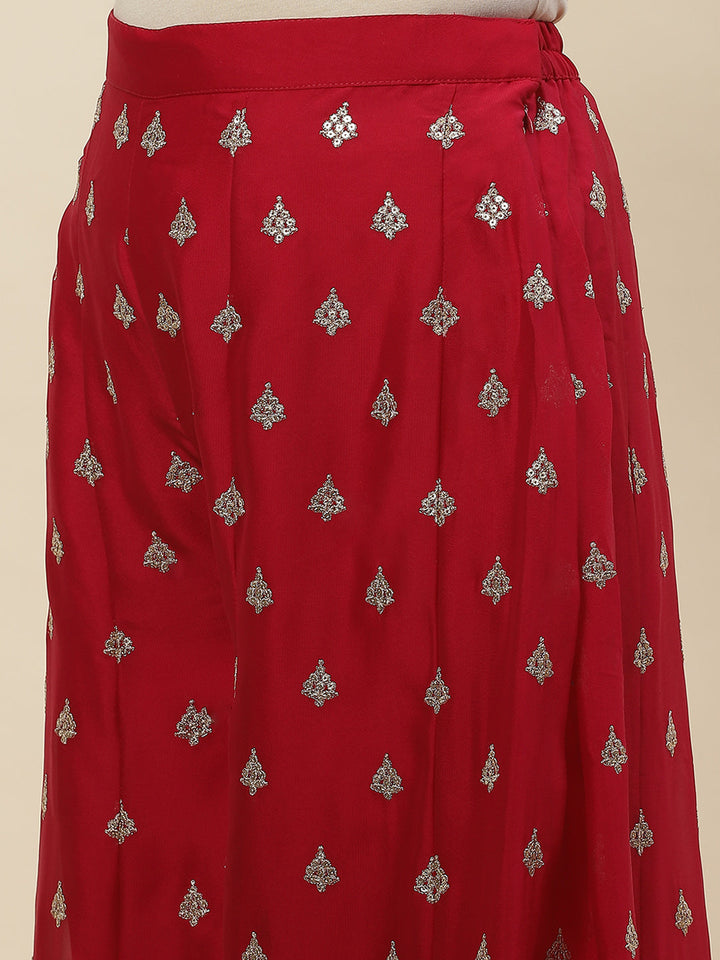 Floral Woven Handloom Kurti With Pants &amp; Dupatta