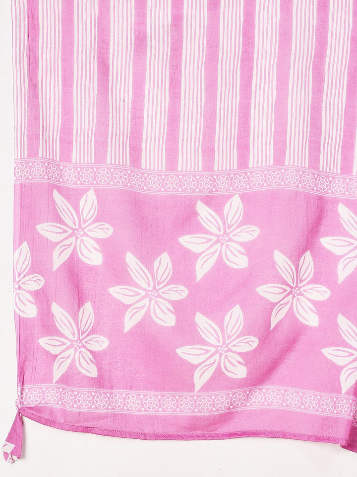 Printed Cotton Blend Kurta With Pant &amp; Dupatta