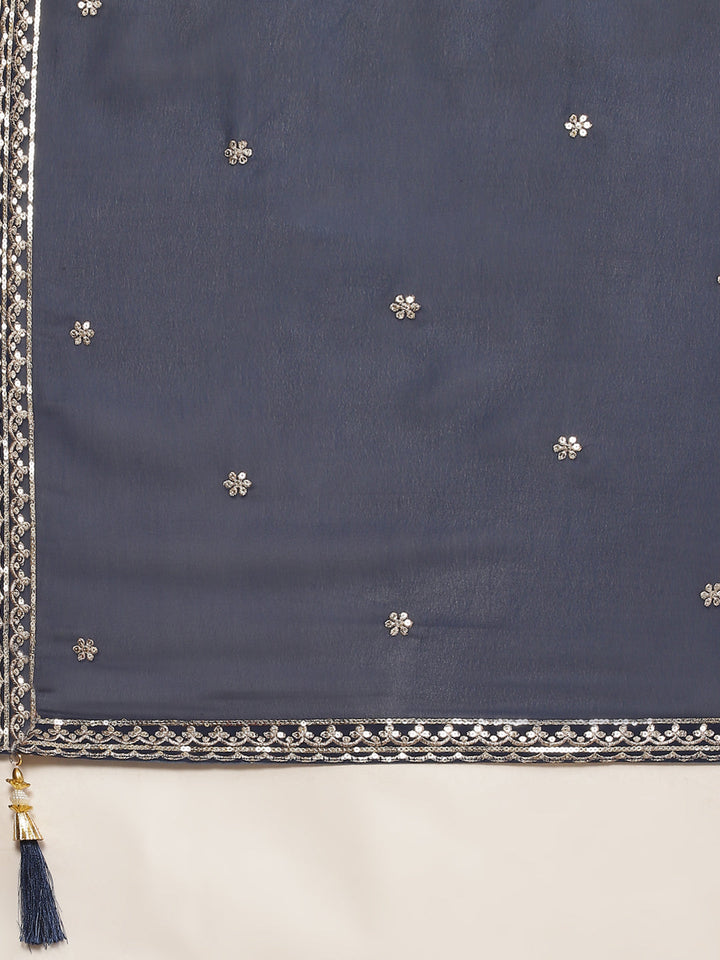 Resham Sequin Booti Georgette Kurta With Dupatta