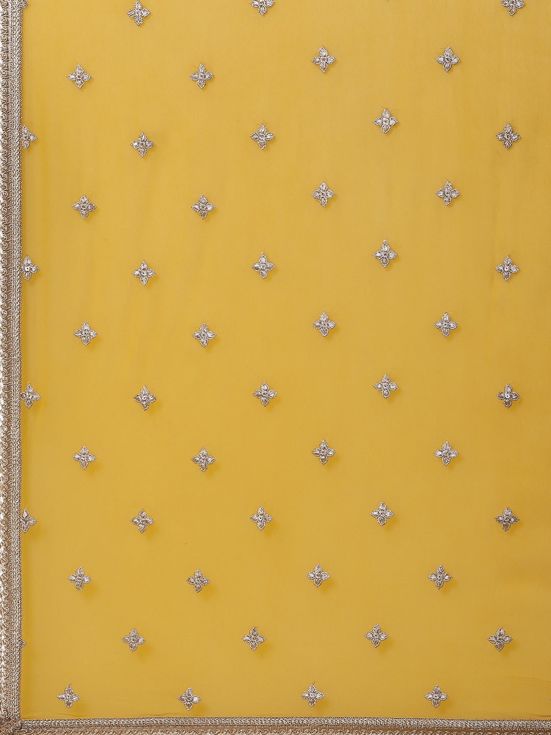 Zari Booti Neck Embroidered Georgette Kurta With Palazzo &amp; Dupatta