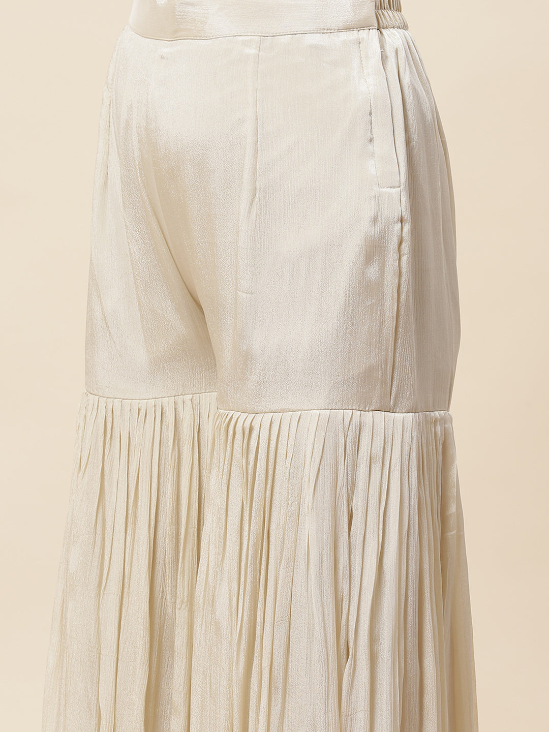 Sequin Embroidered Crepe Kurta With Garara &amp; Dupatta