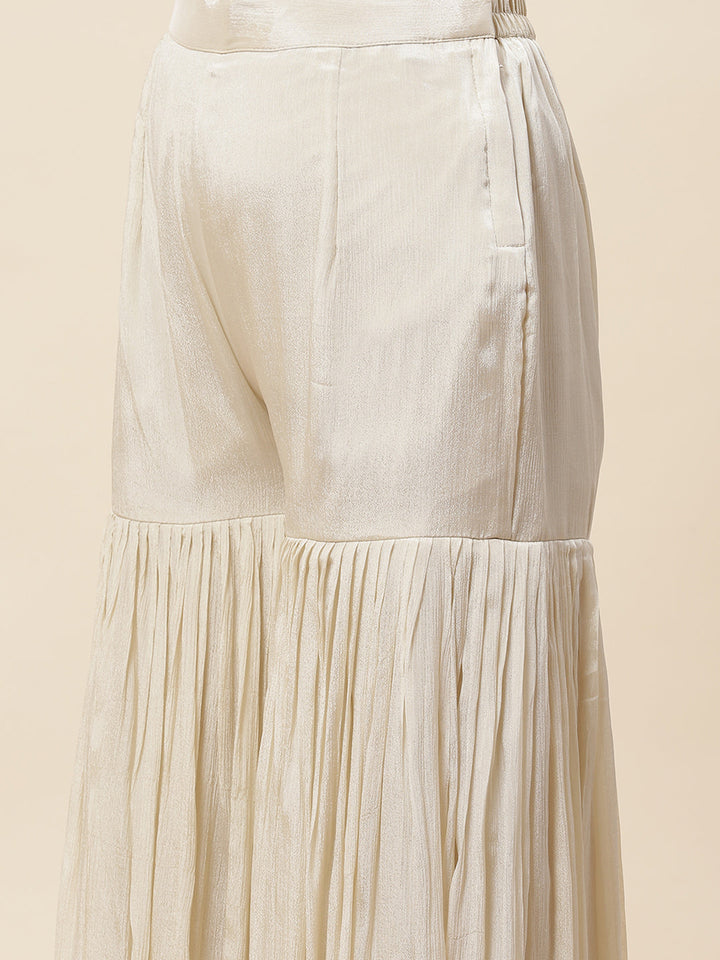 Sequin Embroidered Crepe Kurta With Garara &amp; Dupatta