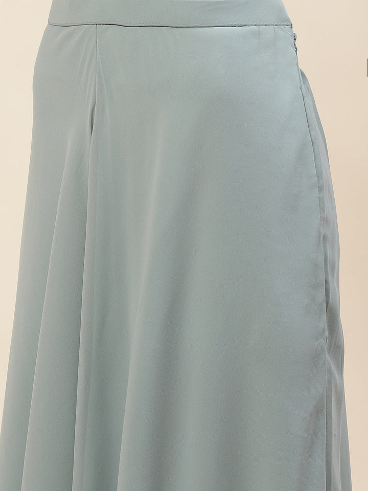 Zari Embroidered Booti Georgette Kurta With Palazzo &amp; Dupatta