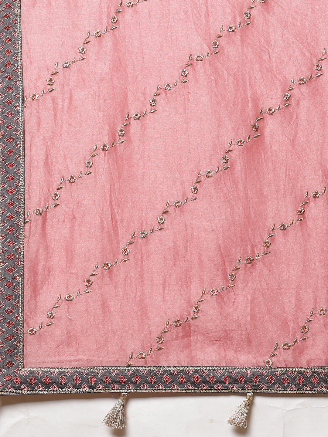 Printed Cotton Chanderi Kurti With Embroidered Chanderi Dupatta
