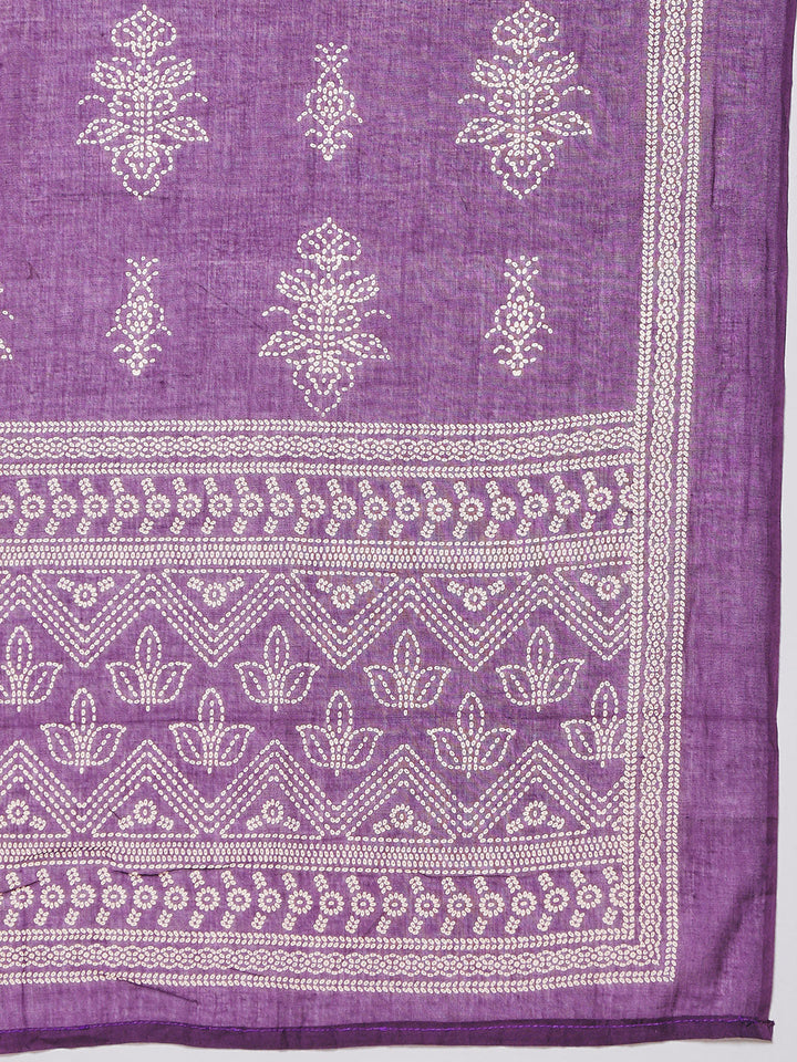 Printed Cotton Blend Kurta With Pants &amp; Dupatta