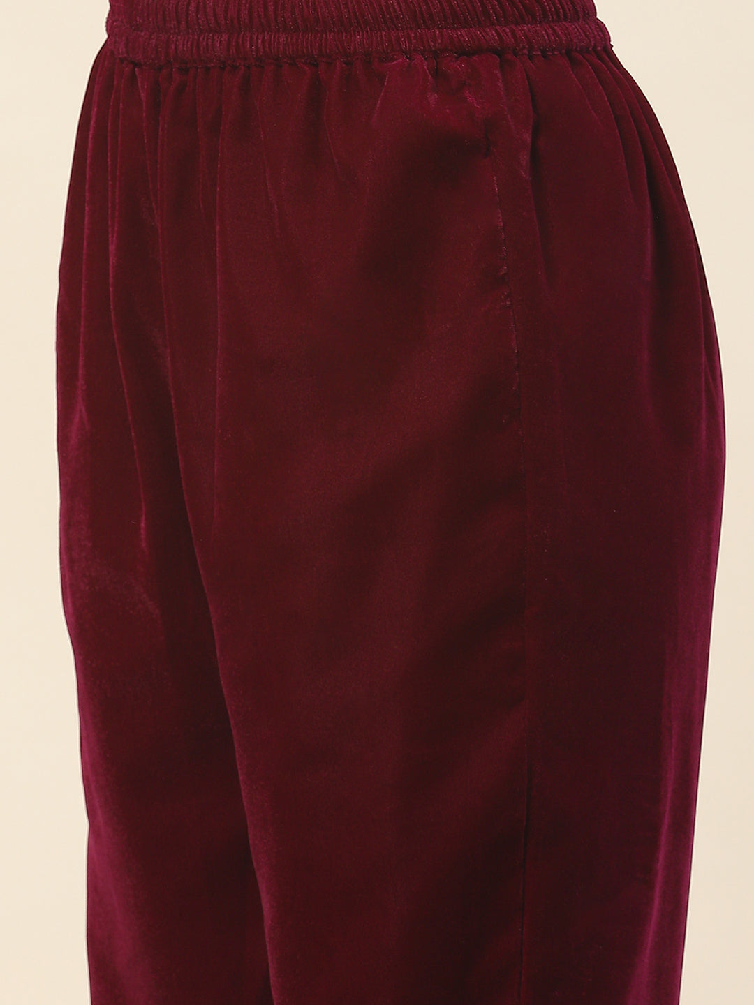 Neck Embroidered Velvet Kurta With Pants