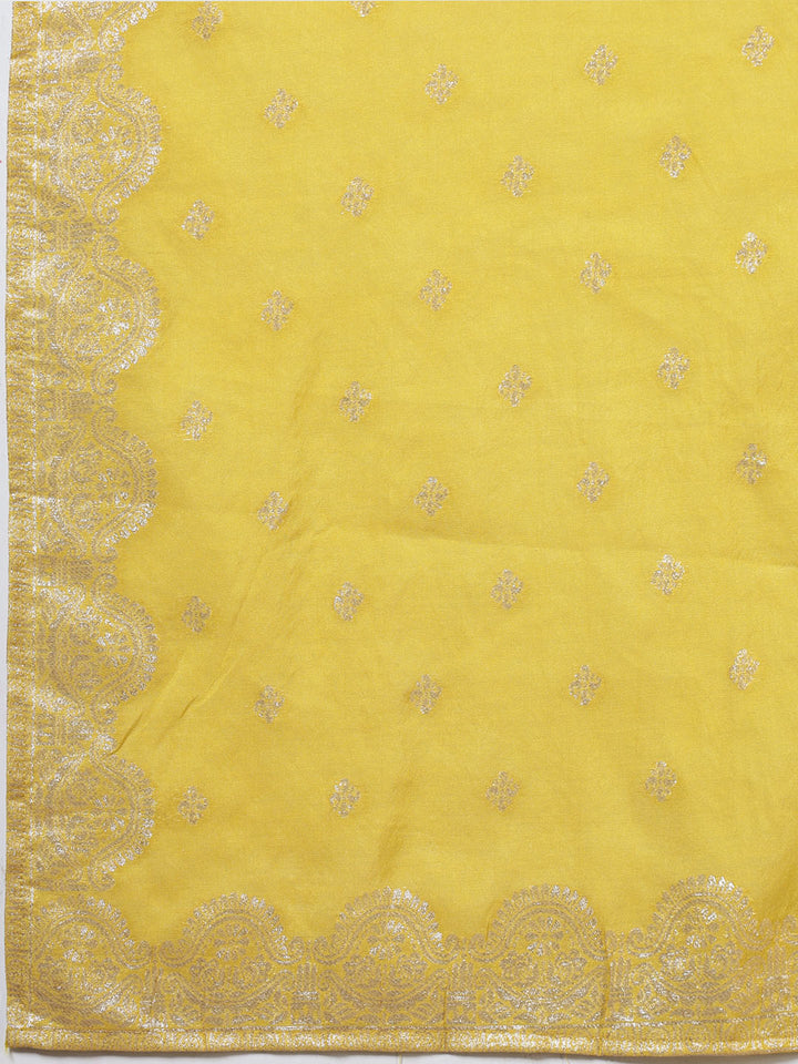 Embroidered Muslin Kurta With Pants &amp; Dupatta