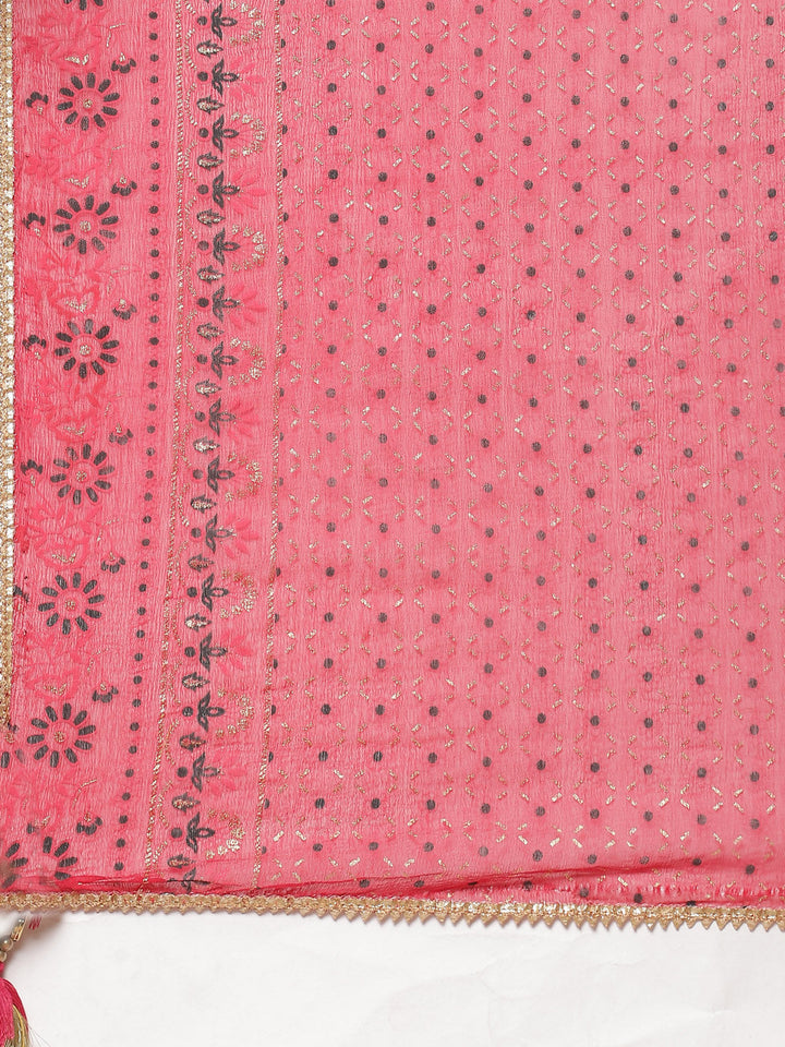 Cotton Kurta With Pant And Chiffon Dupatta