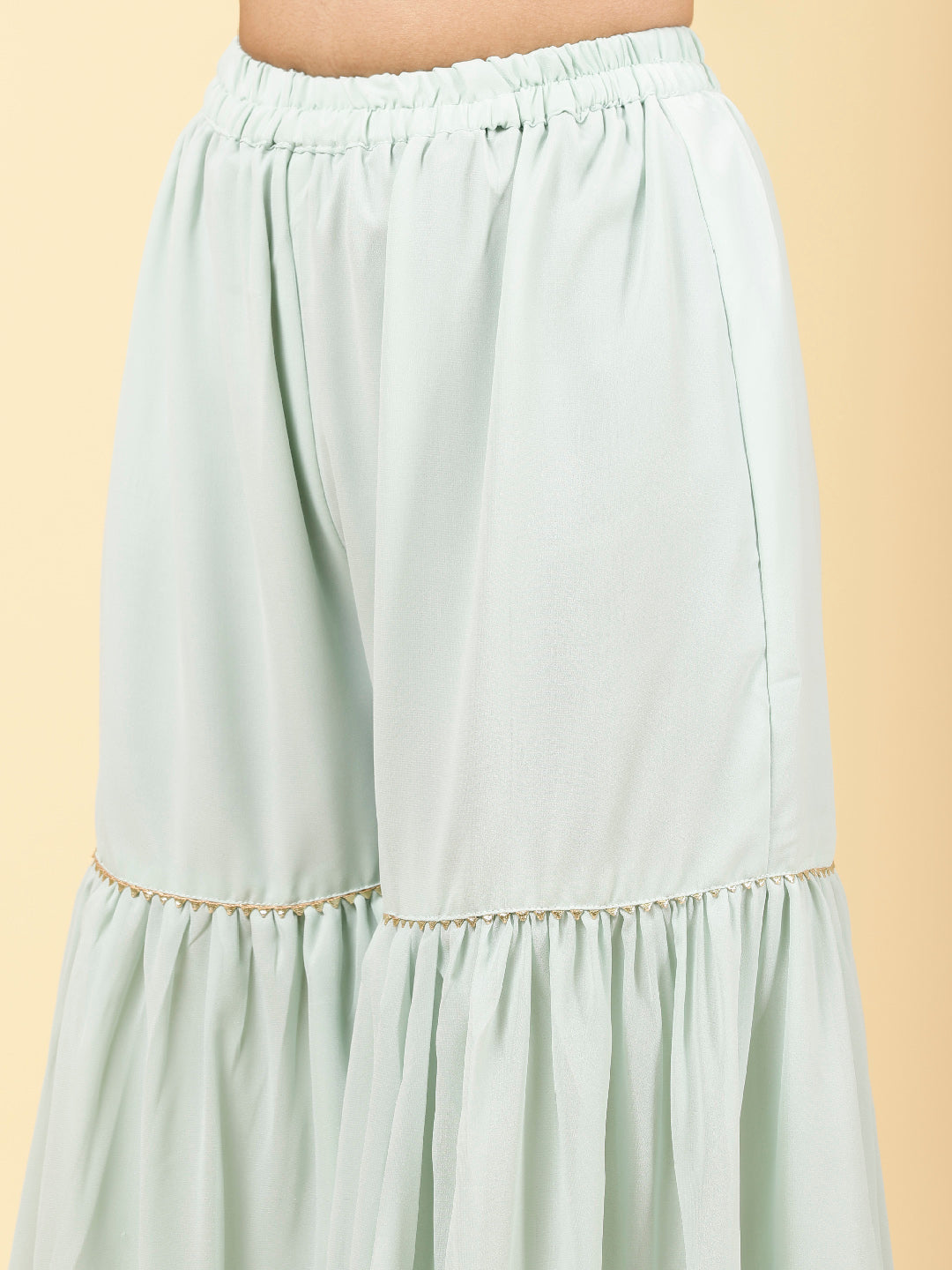 Sequin Georgette Kurta With Palazzo  &amp; Dupatta