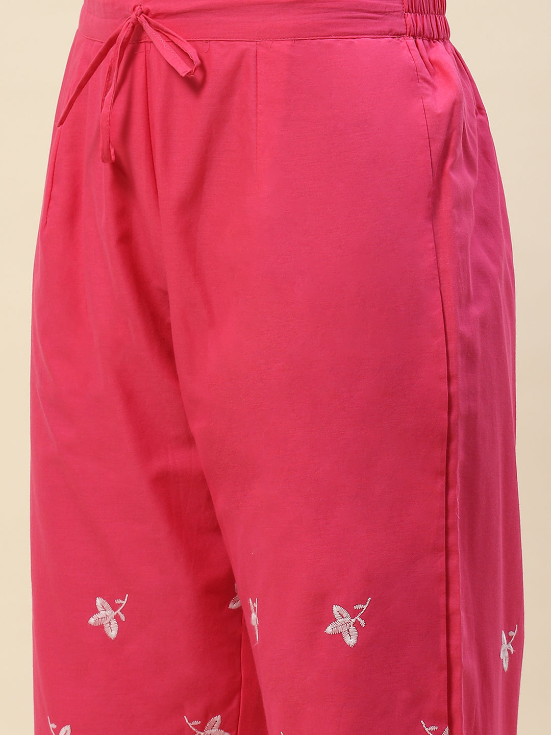 Printed &amp; Embroidered Cotton Suit Set With Dupatta