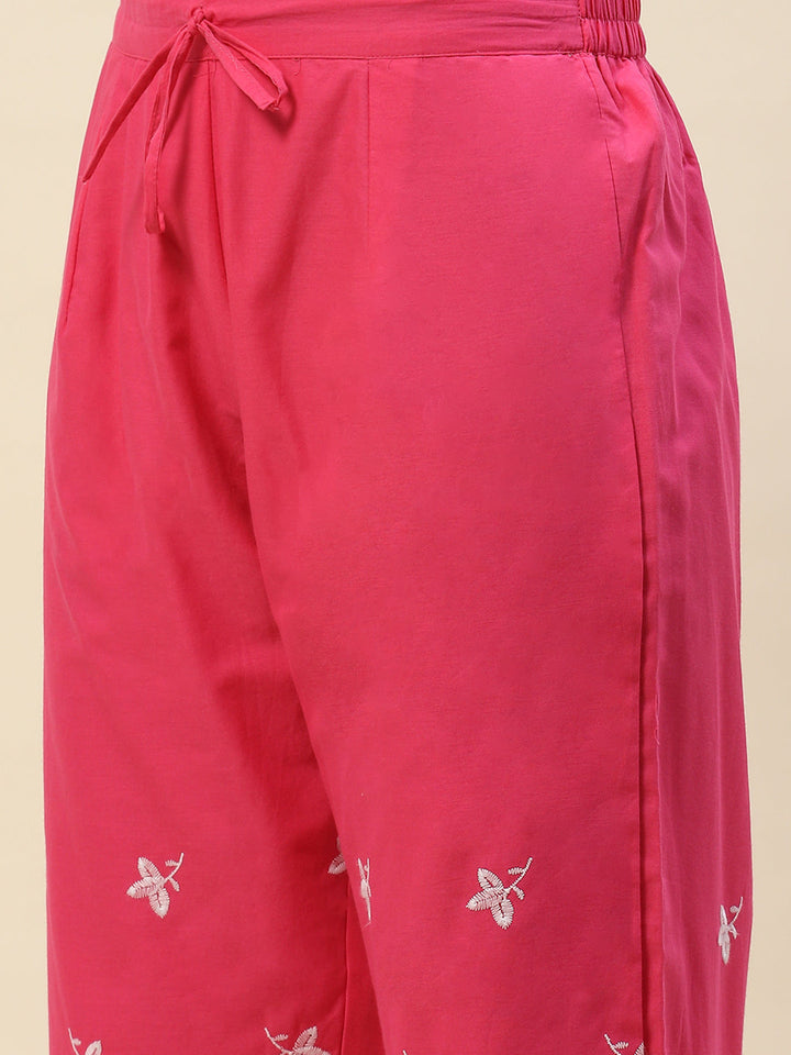 Printed &amp; Embroidered Cotton Suit Set With Dupatta