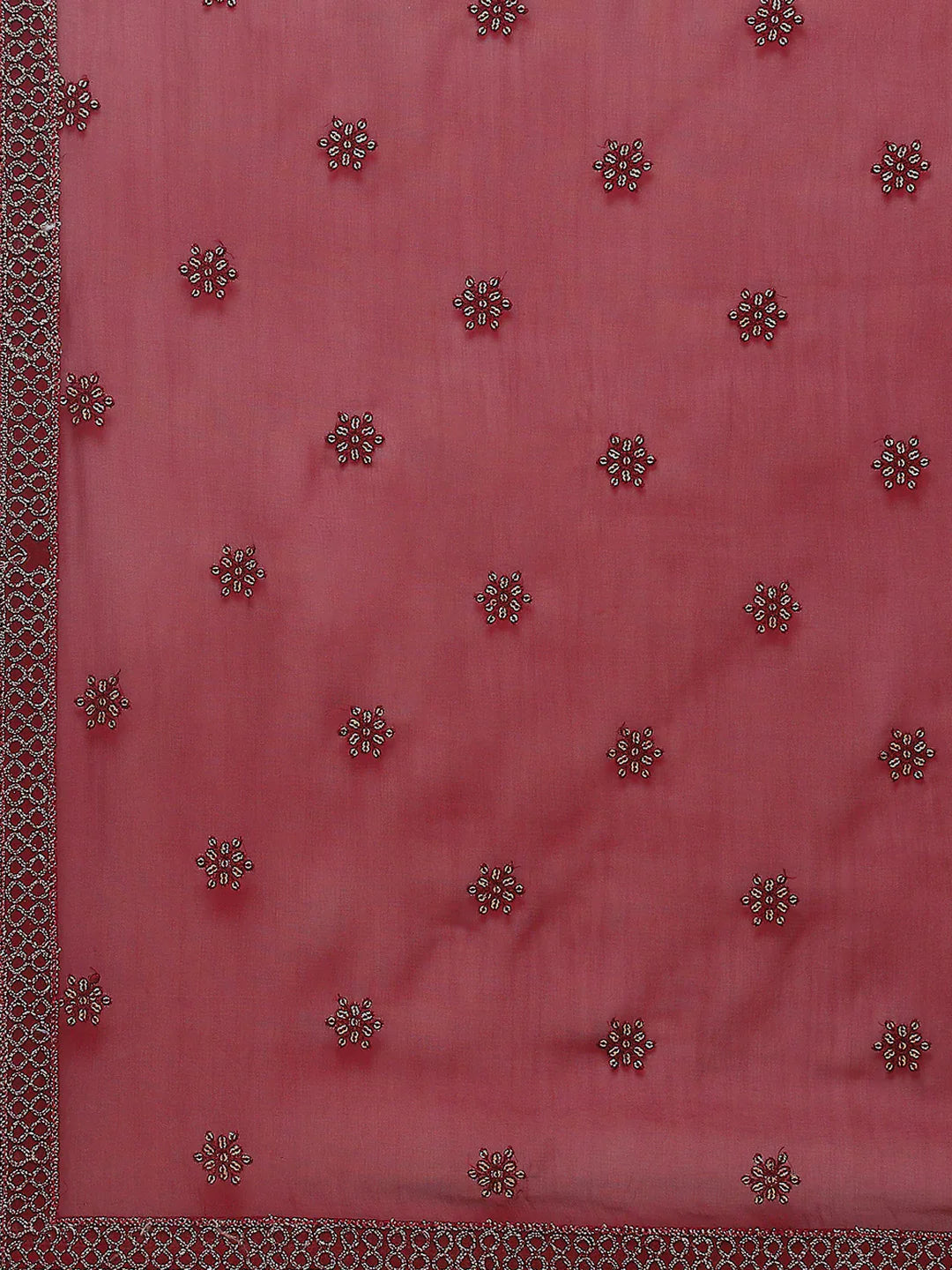 Resham Embroidered Georgette Kurta With Churidar &amp; Dupatta