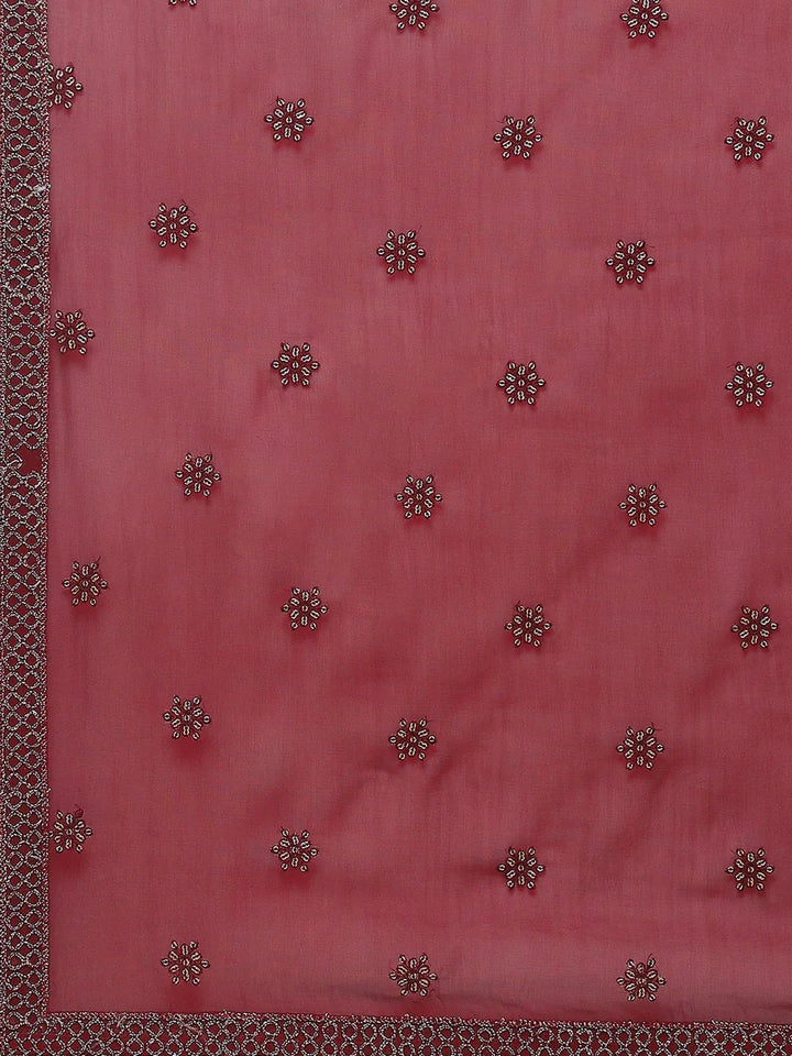 Resham Embroidered Georgette Kurta With Churidar &amp; Dupatta