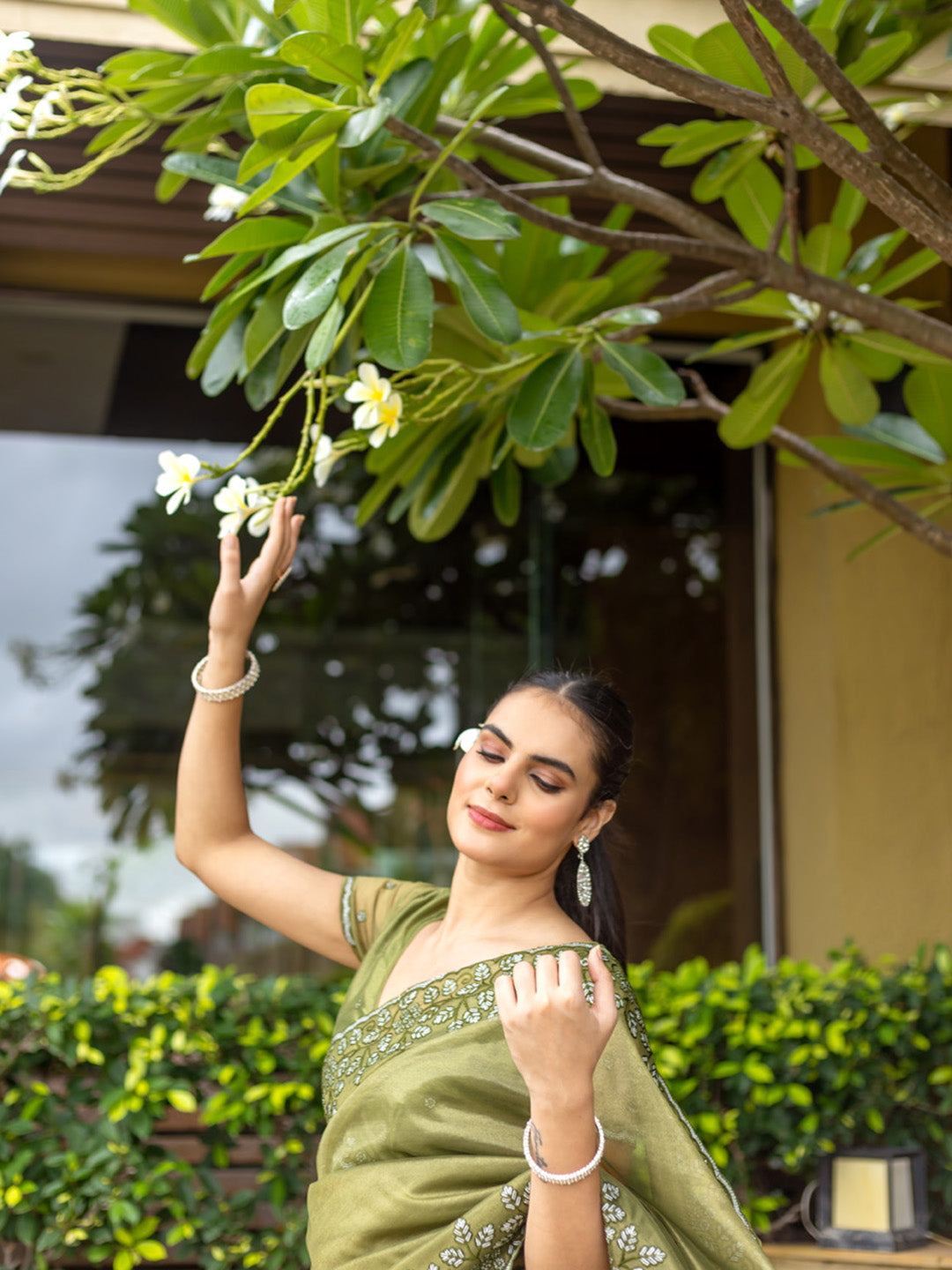 Embroidered Net Saree