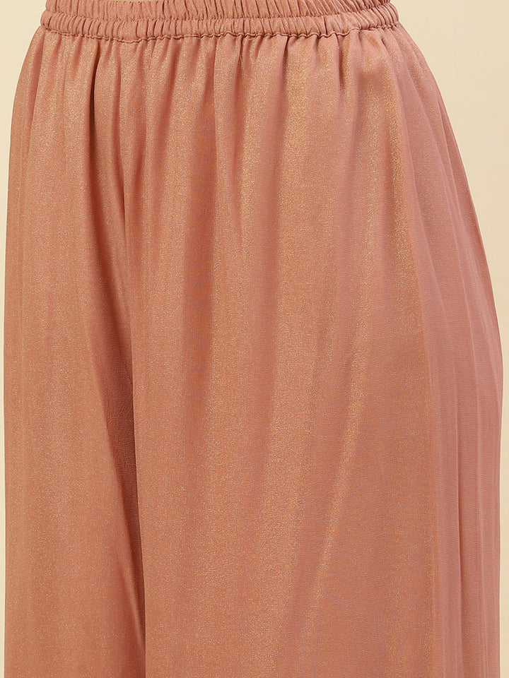 Embroidered Georgette Kurti With Palazzo And Dupatta