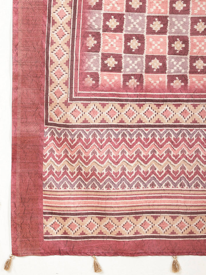 Embroidered Tussar Kurta With Pants &amp; Dupatta