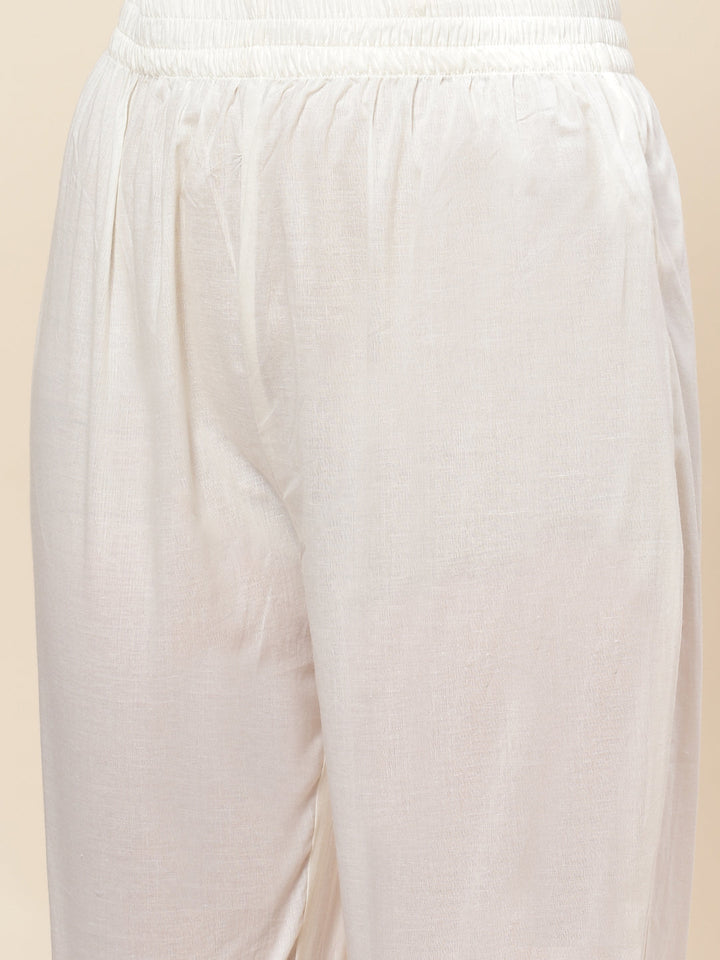 Floral Printed Cotton Kurta With Pants &amp; Dupatta