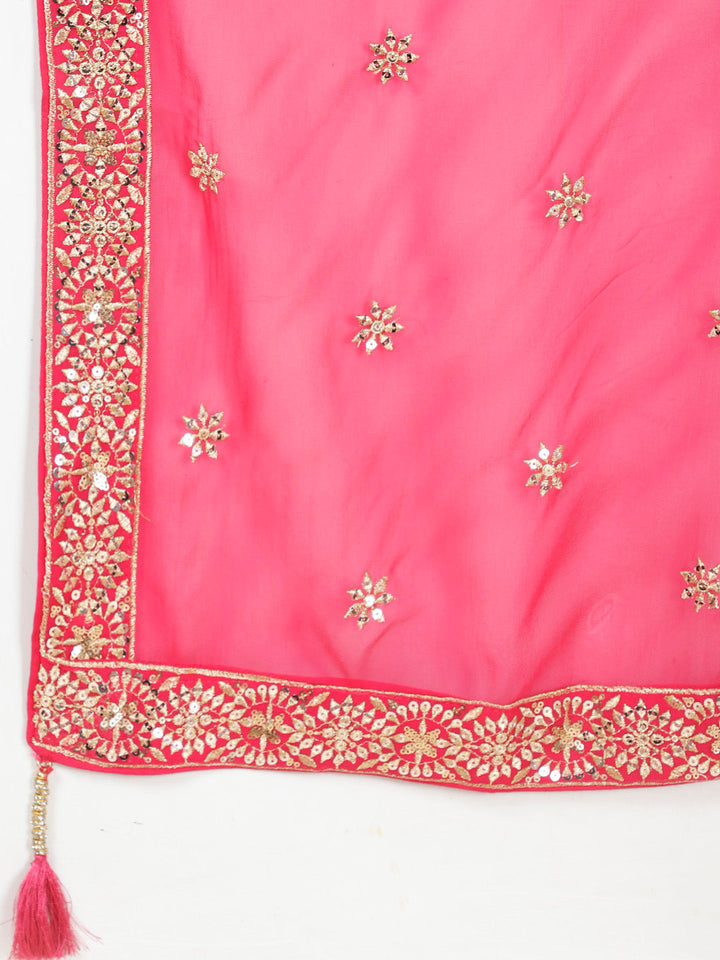 Zari Jaal Embroidered Georgette Kurta With Churidar &amp; Dupatta