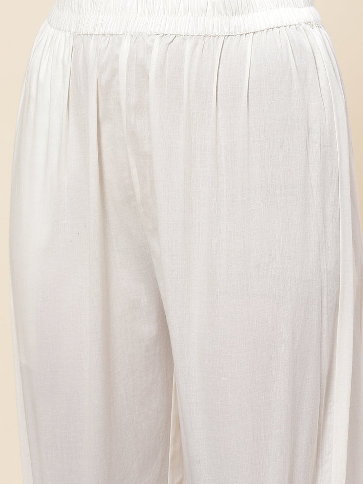 Floral Printed Cotton Kurta With Pants &amp; Dupatta