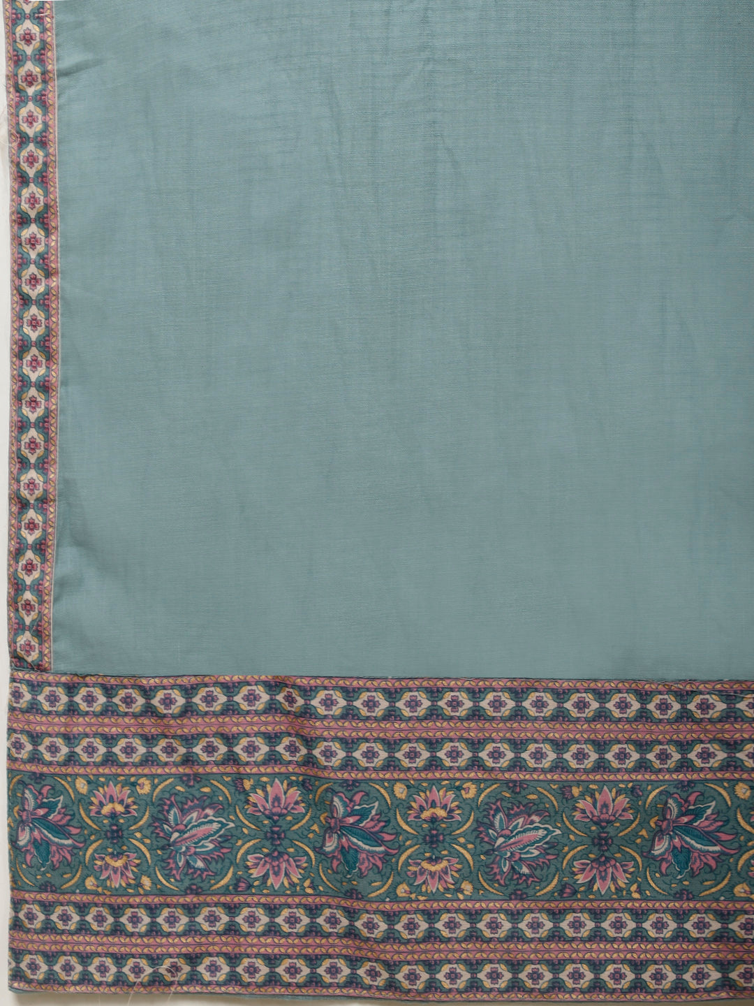 Floral Block Printed Anarkali Kurta With Pants &amp; Dupatta