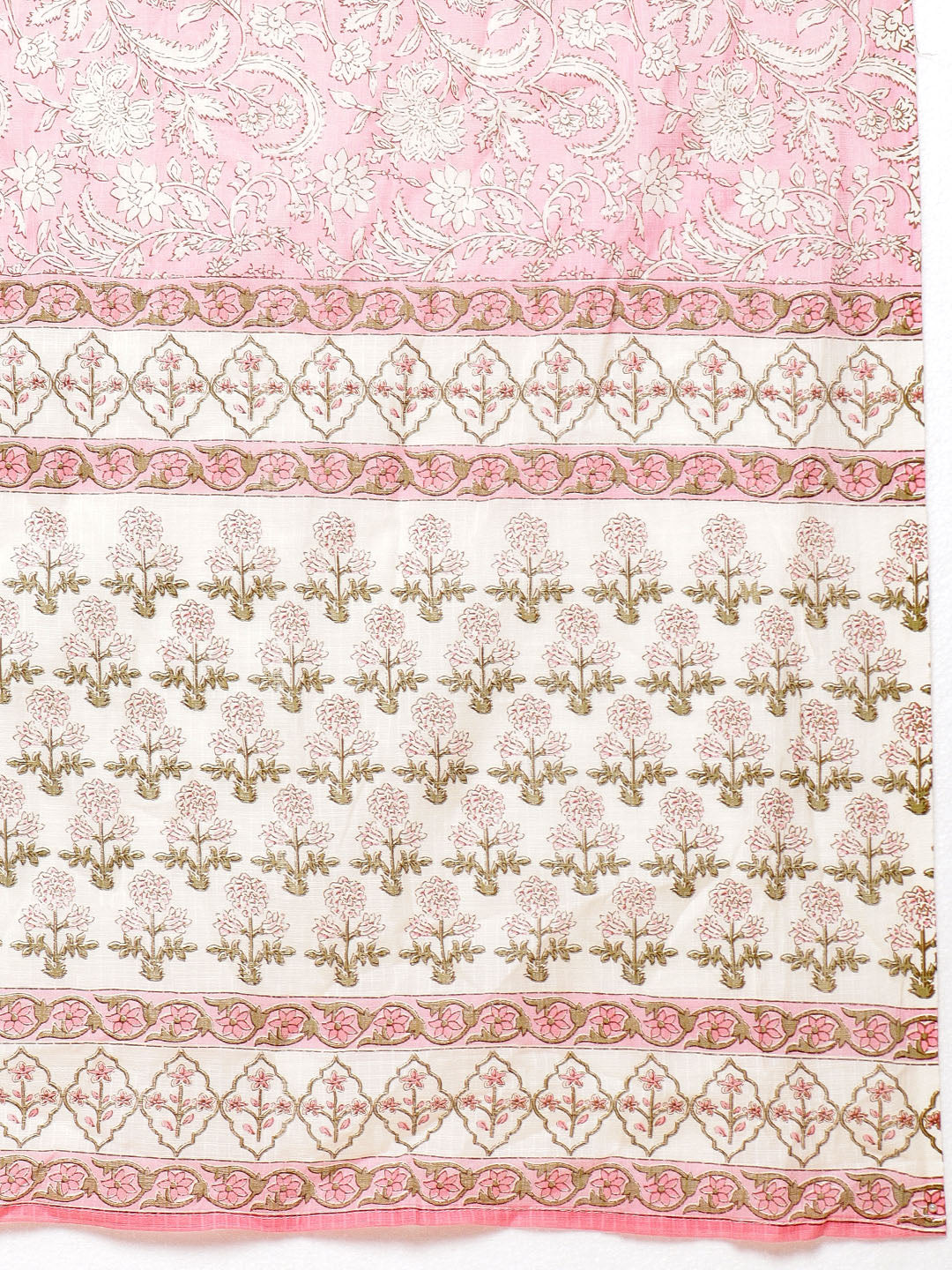 Printed Cotton Kurta With Pants &amp; Dupatta