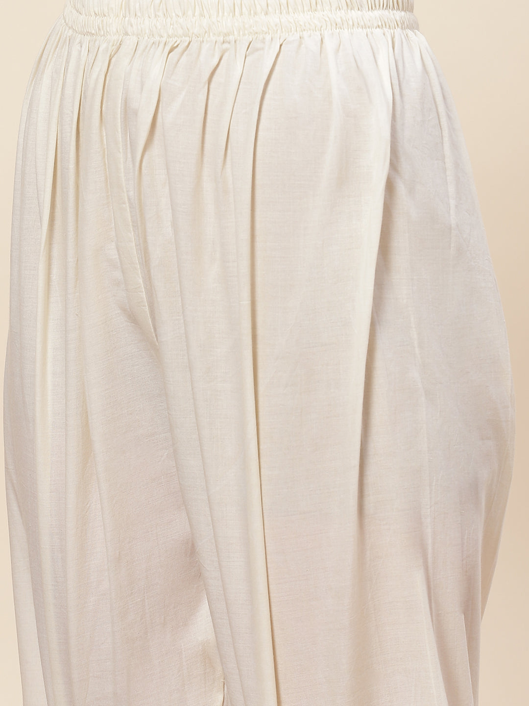 Neck Embroidered Cotton Kurta With Pants &amp; Dupatta