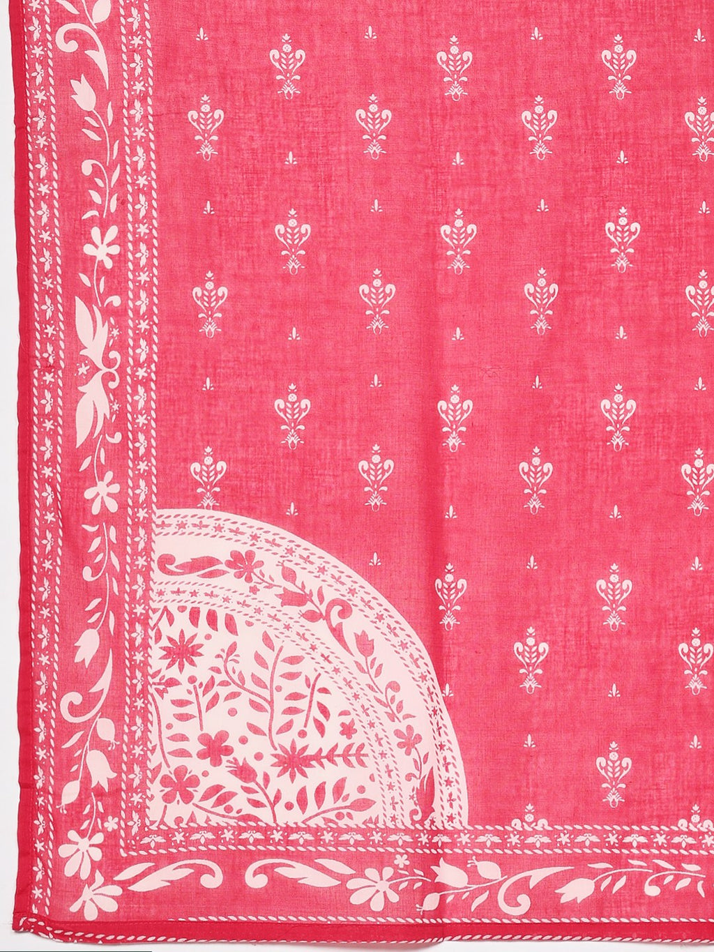 Pink Cotton Blend Floral Printed Straight Suit Set
