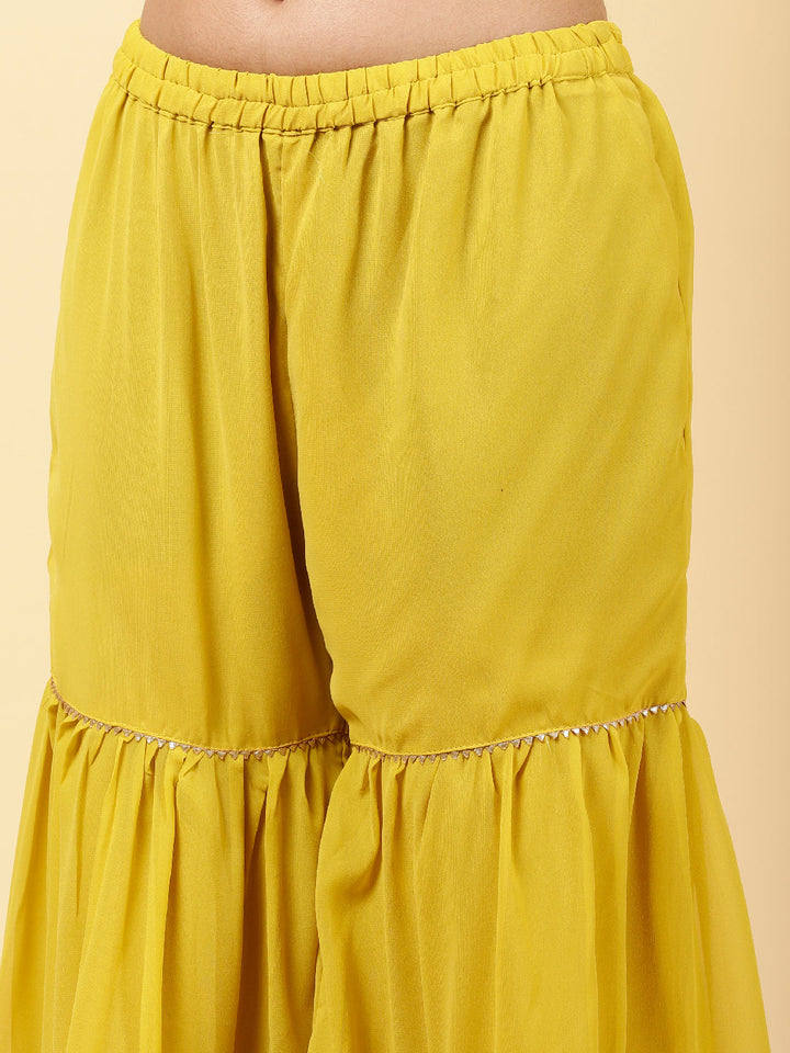 Sequin Embroidered Georgette Kurta With Garara &amp; Dupatta