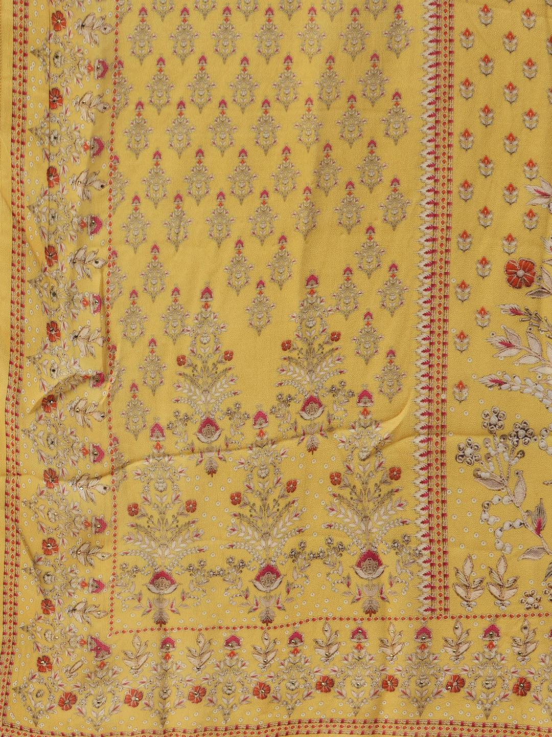 Digital Printed Crepe Kurta With Palazzo &amp; Dupatta