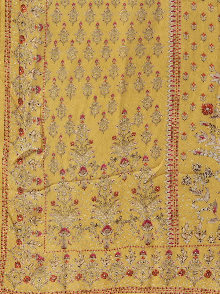 Digital Printed Crepe Kurta With Palazzo &amp; Dupatta