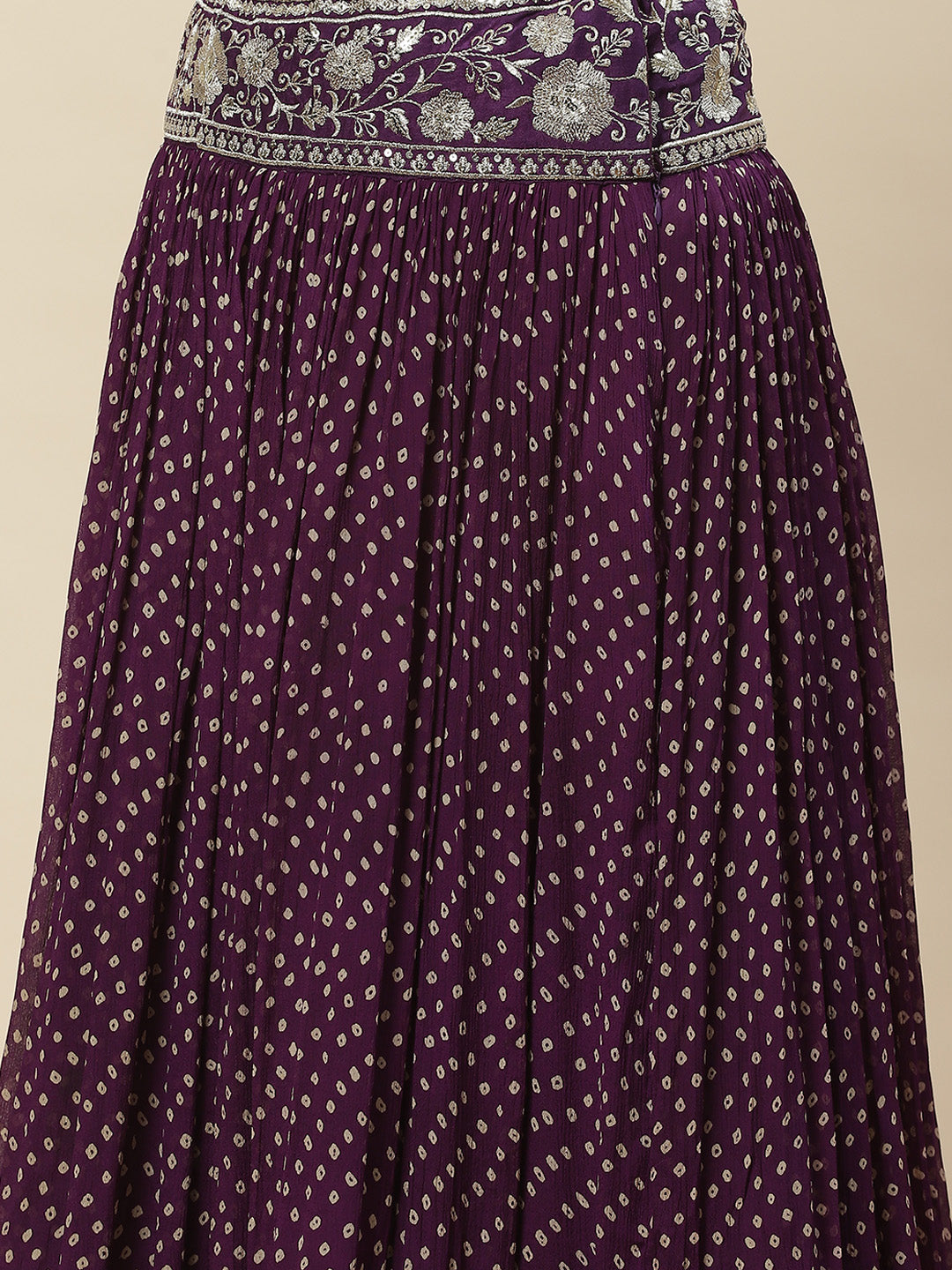 Bandhani Printed Georgette Choli With Lehenga &amp; Dupatta