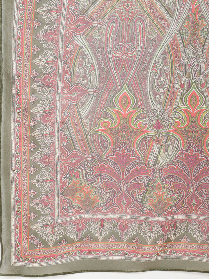 Digital Printed Crepe Kurta With Palazzo &amp; Dupatta