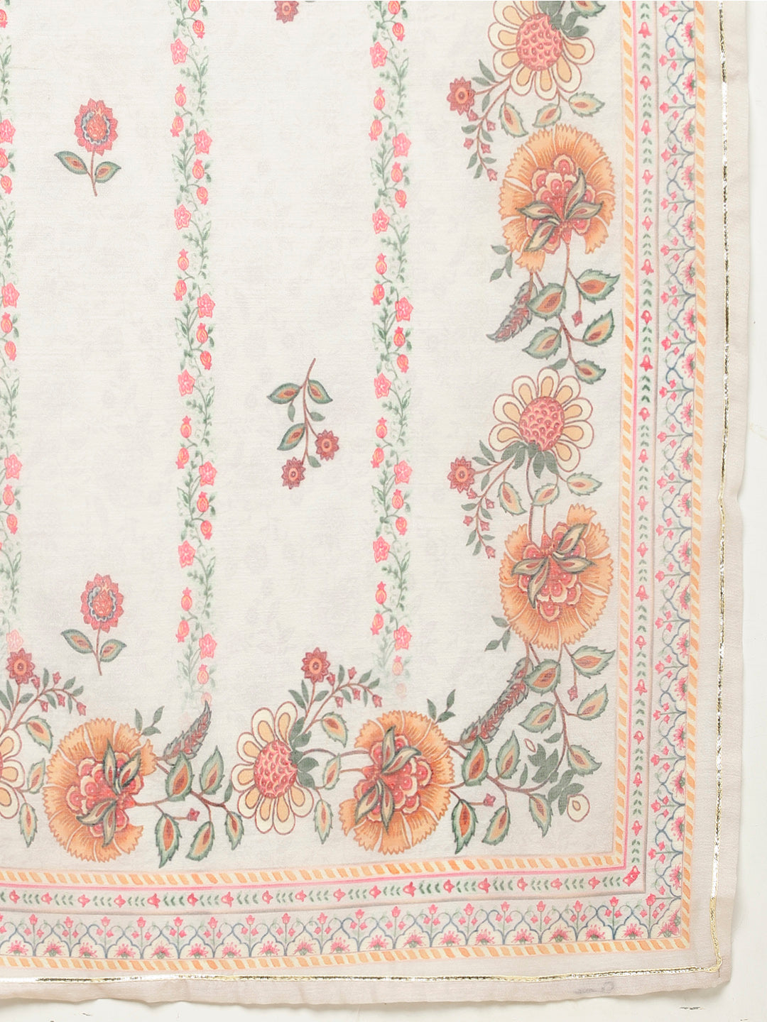 Floral Printed Chanderi Kurta With Pants &amp; Dupatta