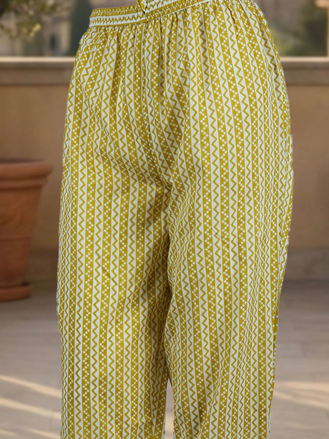 Printed Cotton Blend Kurta With Pant &amp; Dupatta