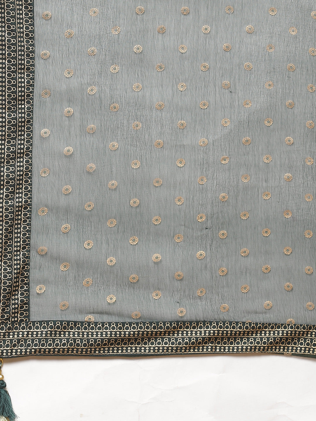 Zari Work Cotton Muslin Kurti Printed Pant And Dupatta
