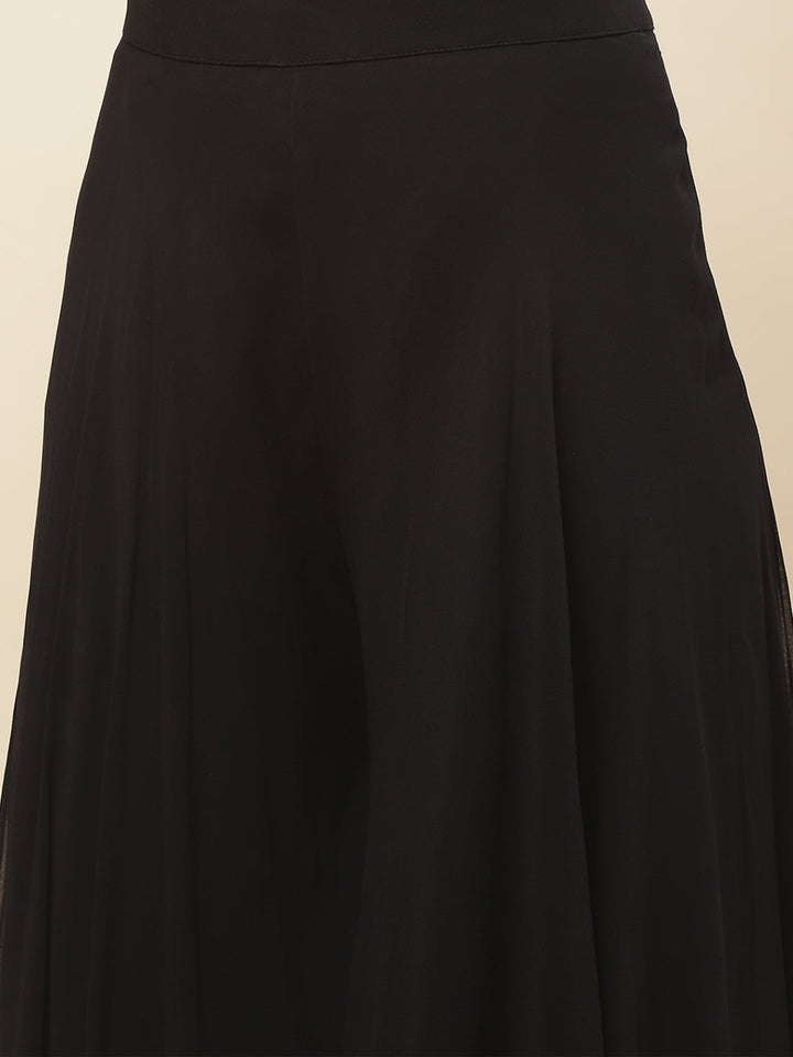 Sequence Embroidered Georgette Crop Top With Palazzo &amp; Jacket
