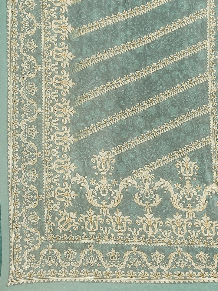 Green Digital Printed Crepe Salwaar Kameez Stitched Suit