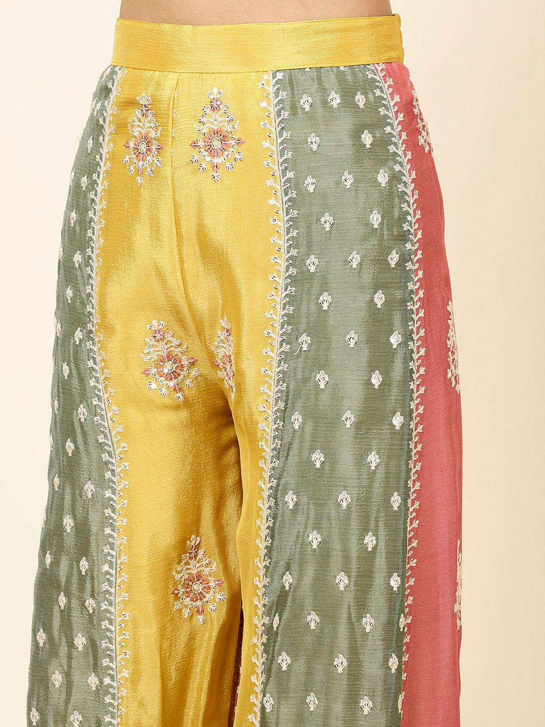 Embroidered Crepe Crop Top With Jacket &amp; Sharara