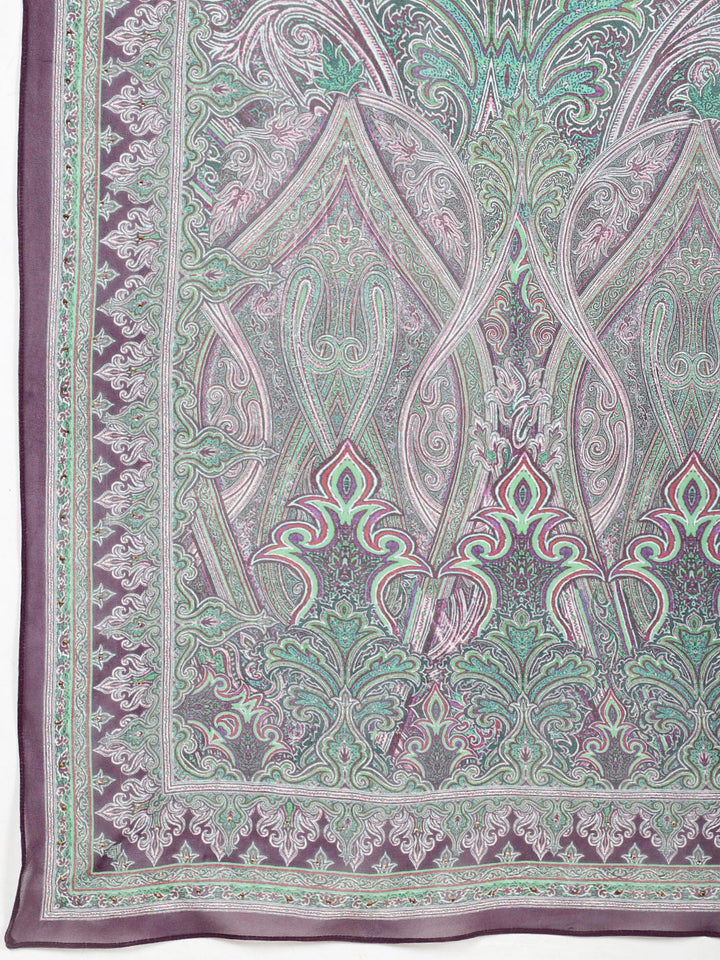 Digital Printed Crepe Kurta With Palazzo &amp; Dupatta