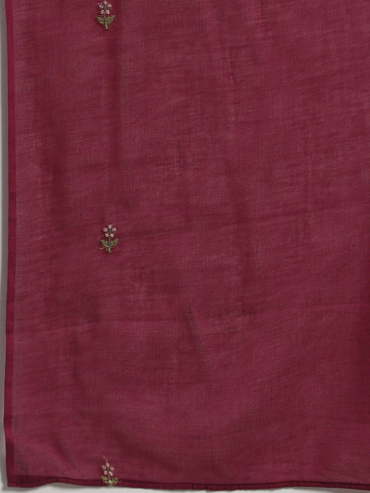 Resham Embroidered Cotton Kurta With Pants &amp; Dupatta