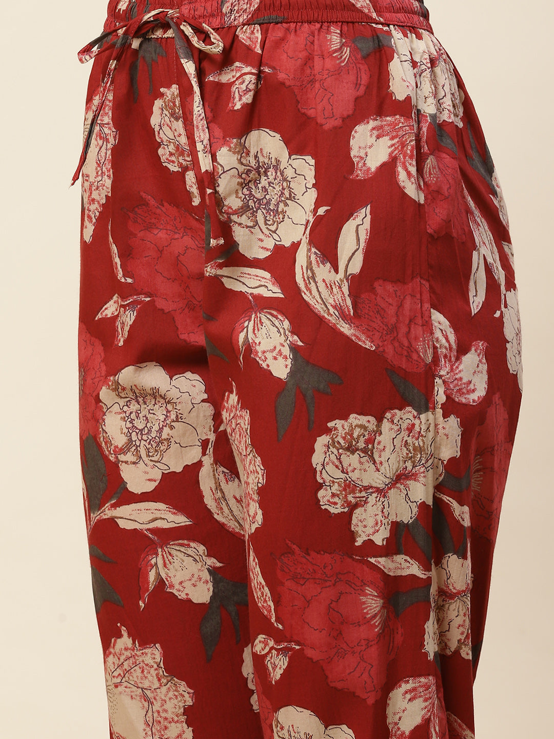 Floral Printed Cotton Kurta With Pants
