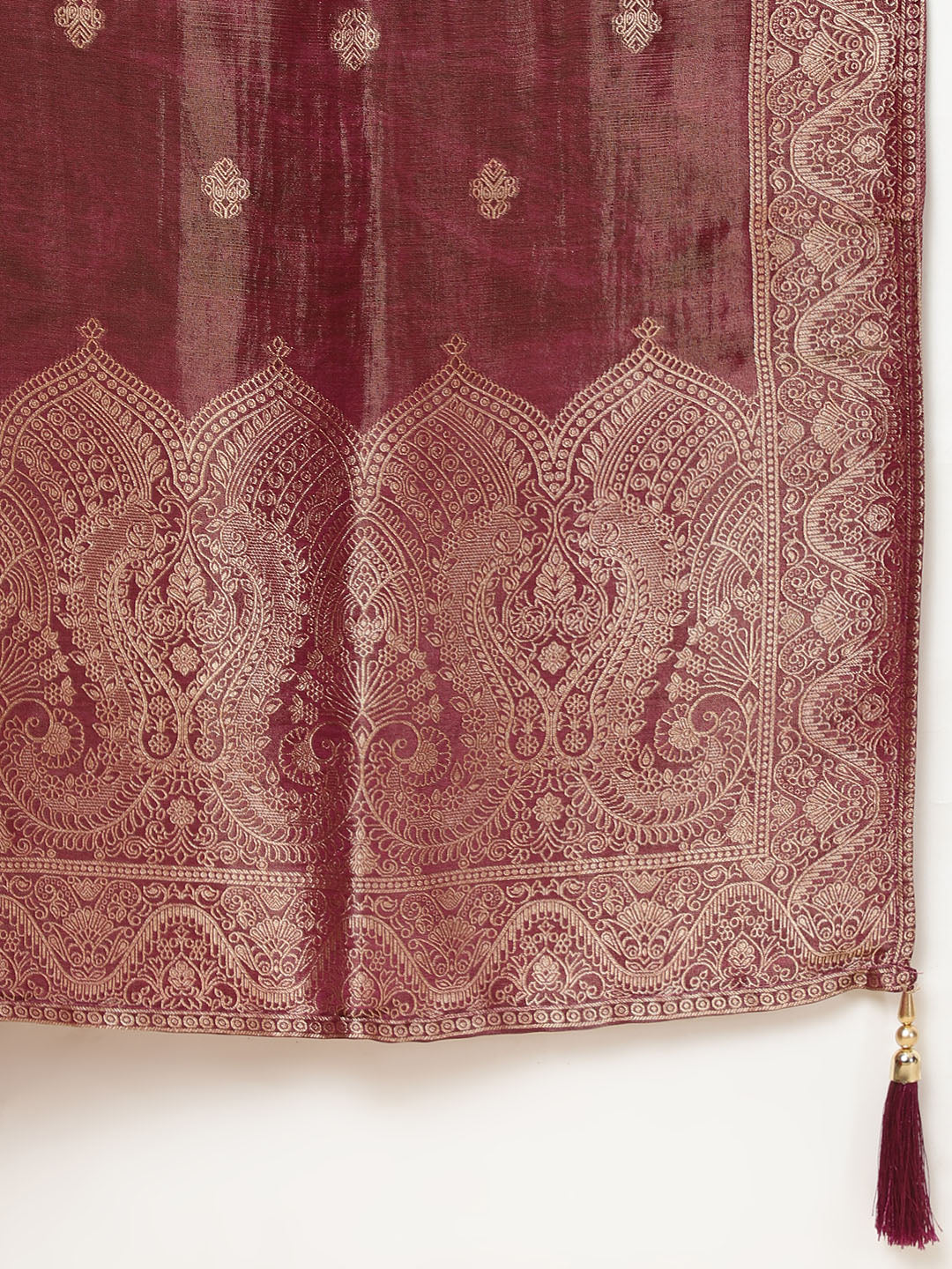 Neck Embroidery Tissue Kurta With Pants &amp; Dupatta
