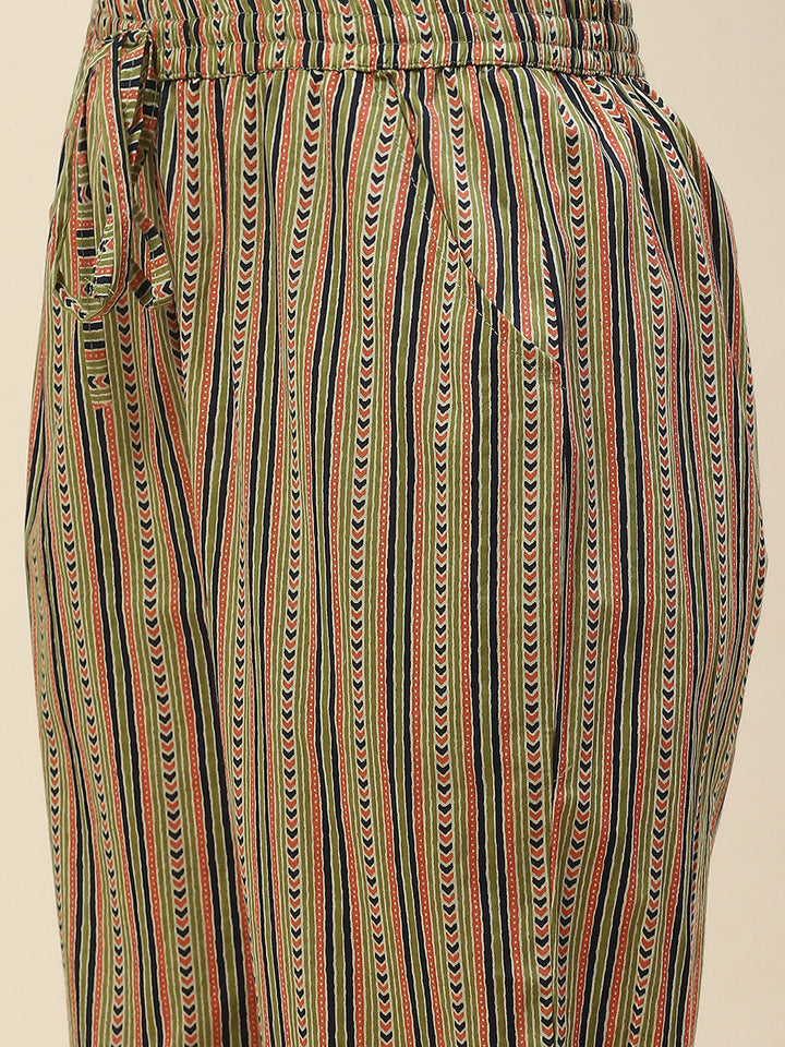 Printed Cotton Anarkali Kurta With Pants