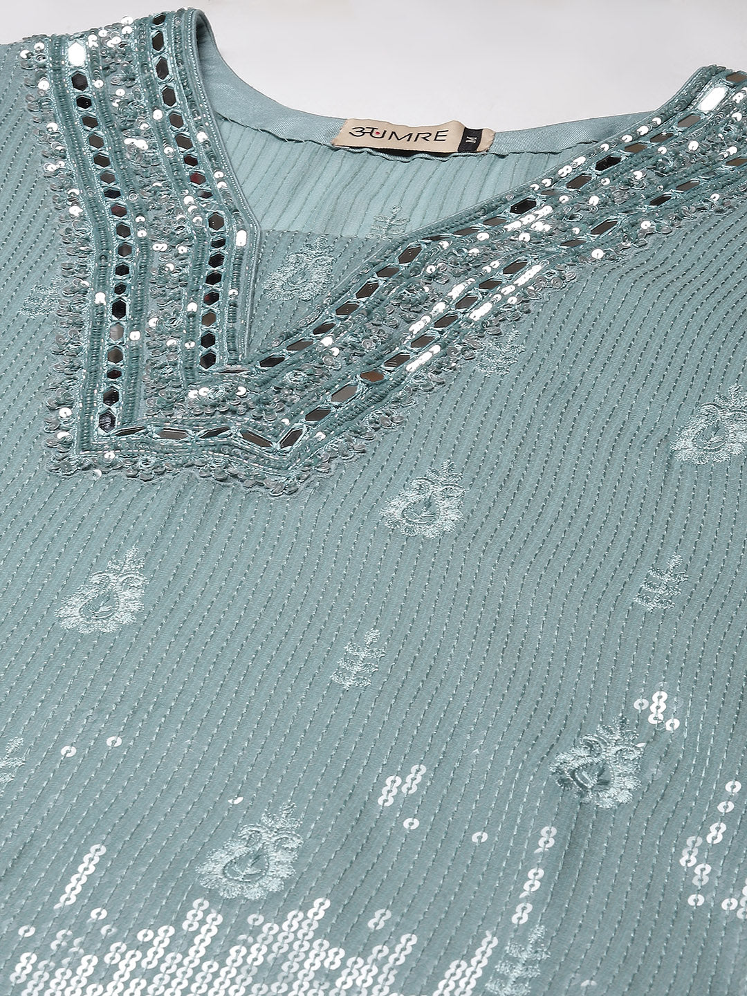 Sequin Embroidered Georgette Kurta With Pants